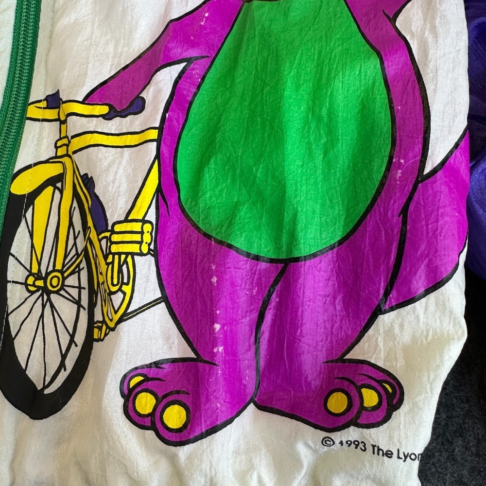 Vintage 1993 Barney the Dinosaur Windbreaker Jacket Mighty-Mac Kids 2T 90s TV - Picture 5 of 16